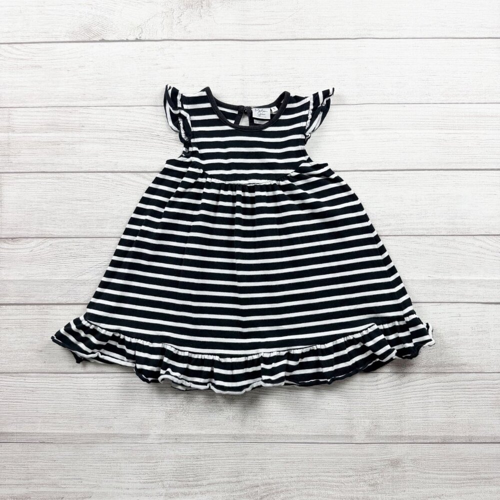 Madison Grace Girls Striped Flutter Sleeve Ruffle Dress 5